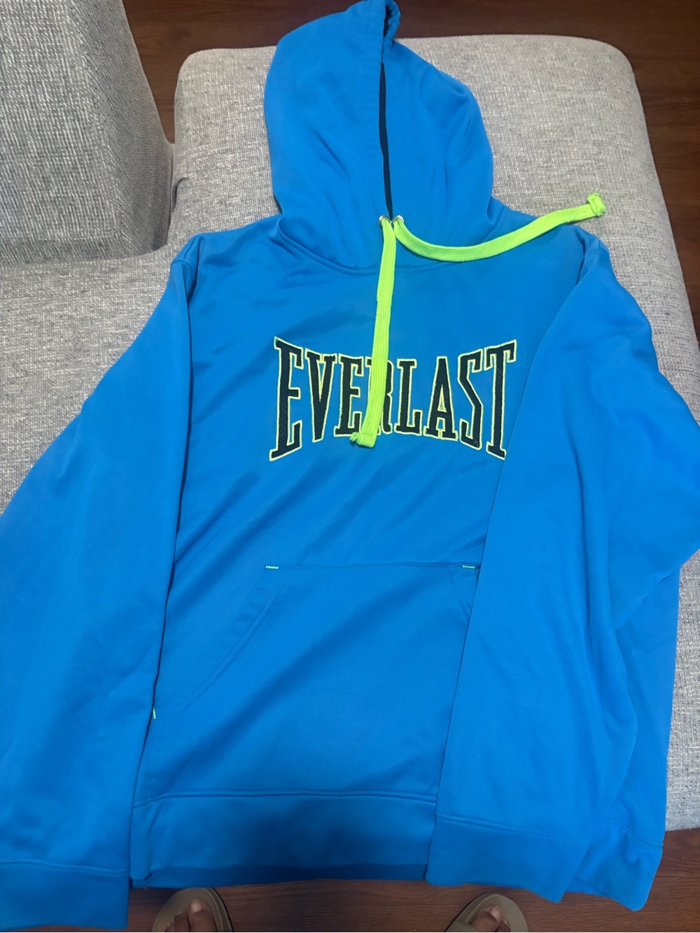 Everlast Bright Blue Hoodie with Neon Yellow Drawstring